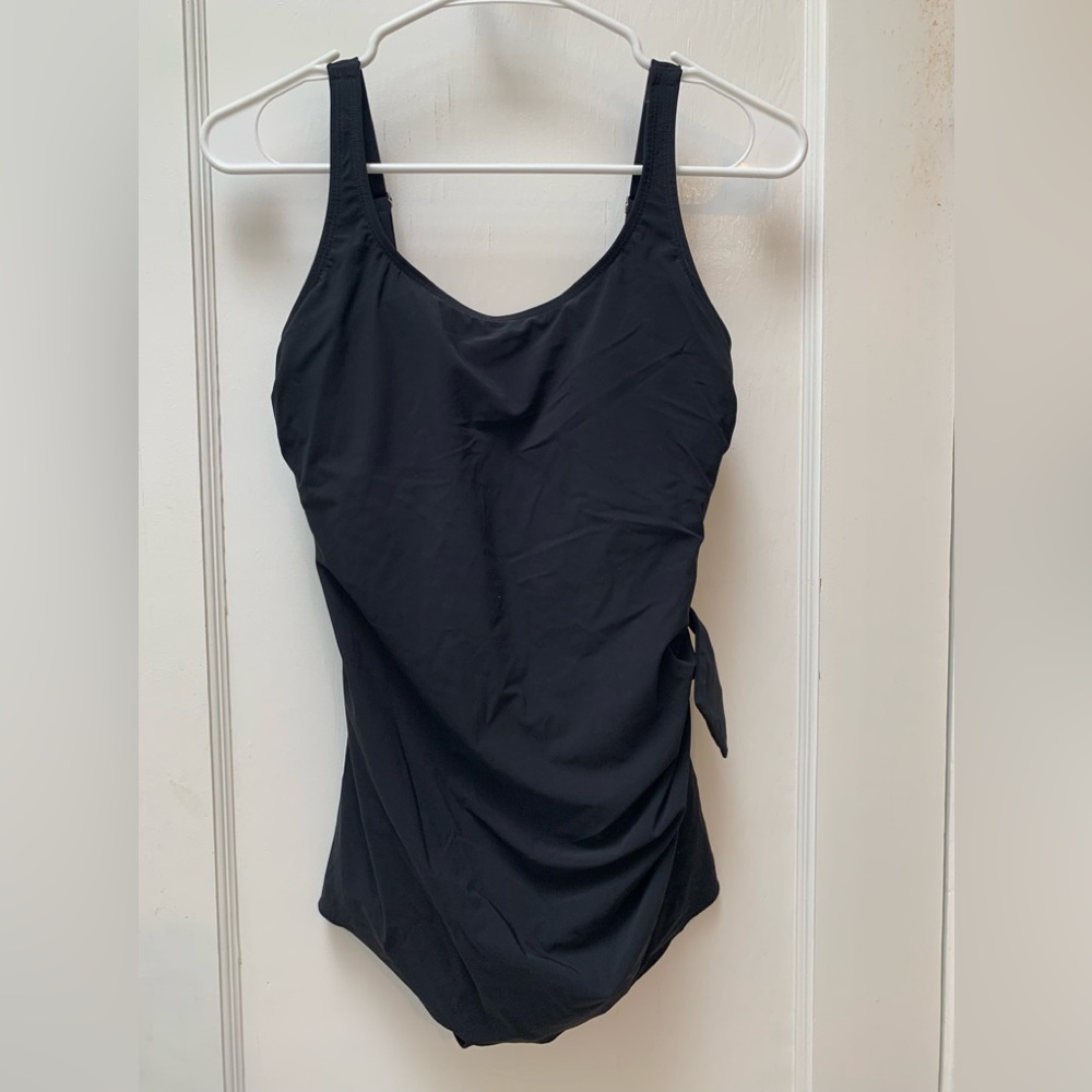 GUC LL Bean Scoop Necked Slimming Side Tie Bathing Suit - Sz 10